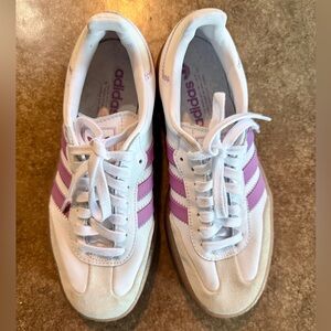 Adidas Samba Women's White with Purple Stripe Sneakers